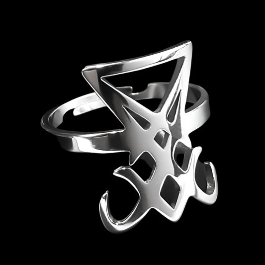 Gothic Sigil of Lucifer Ring – Stainless Steel Satanic Symbol