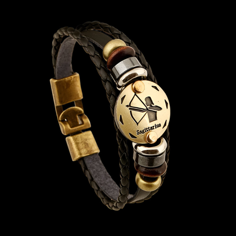 12 Horoscope Leather Bracelet  Zodiac Sign