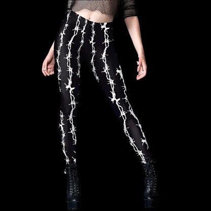 Barbed Wire Gothic Leggings – Edgy Statement Style