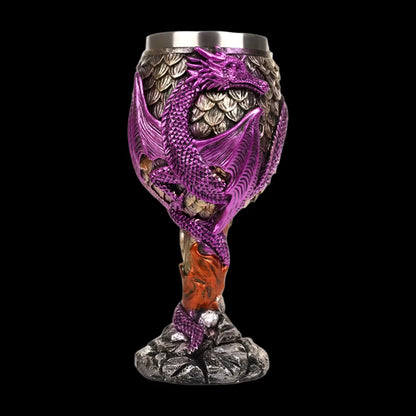 "Embossed Dragon Wine Goblet - Stainless Steel Chalice