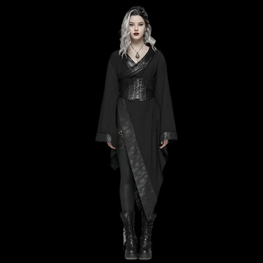 Dark Punk Kimono Asymmetric Adjustable Dress