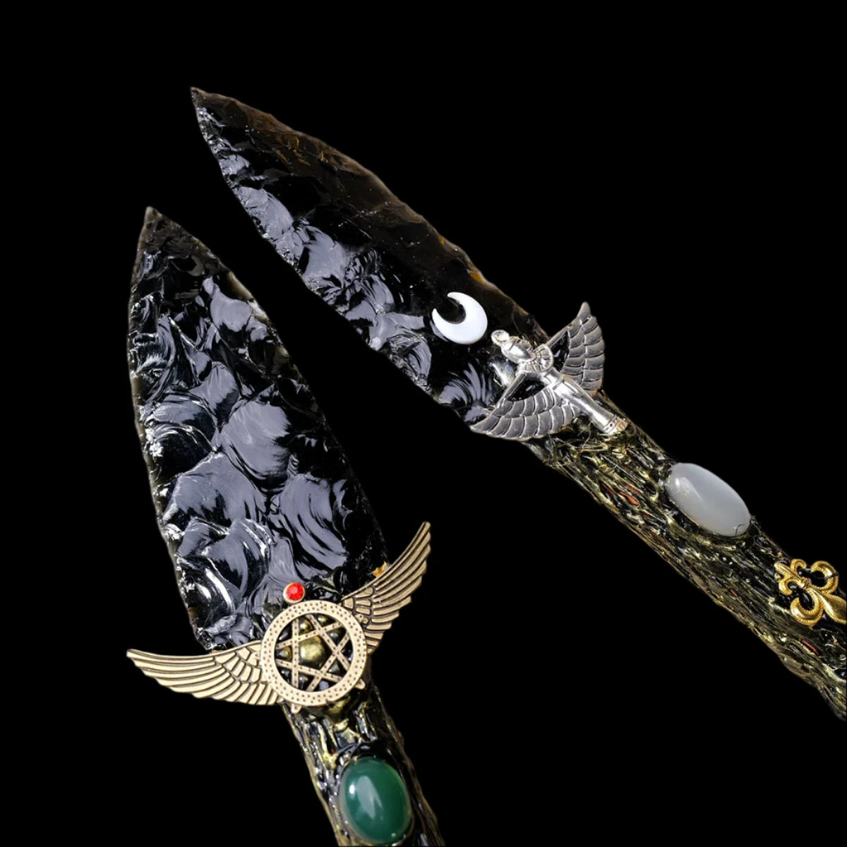 Enchanted Obsidian Ritual Dagger - Handcrafted Crystal Athame