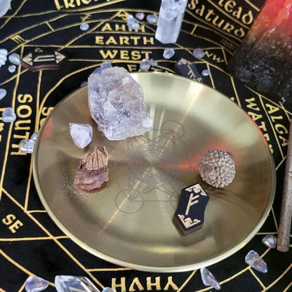 Golden Altar Plate – Candle Holder & Divination Tray