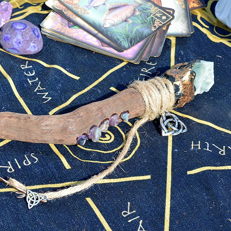 Mystical Quartz Crystal Wand - Clear Quartz, Rose Quartz, Citrine, Amethyst & Fluorite