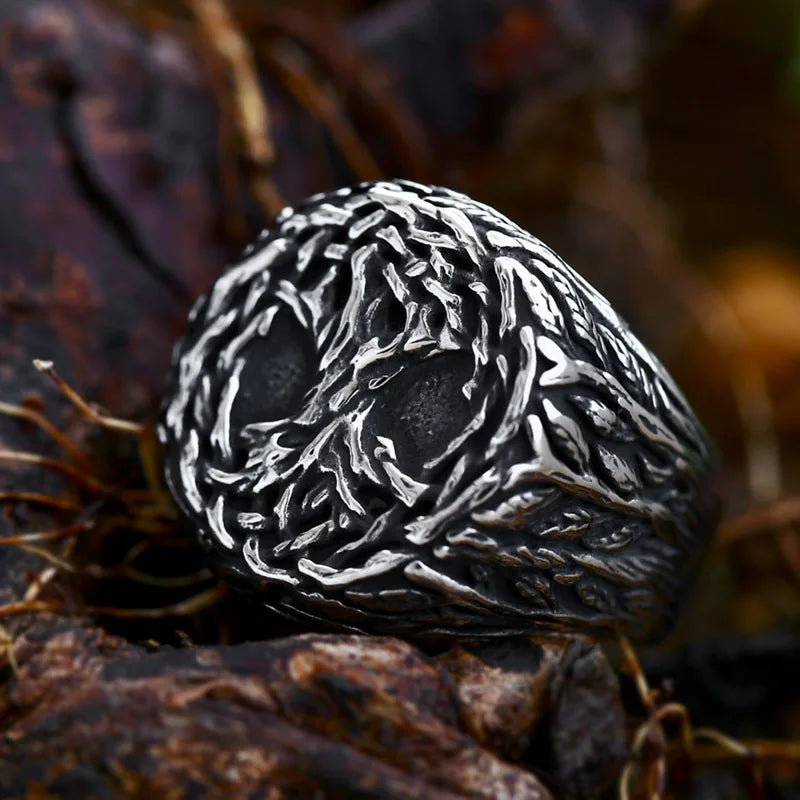 Nordic Tree of Life Signet Ring – 316L Stainless Steel Viking Amulet for Men