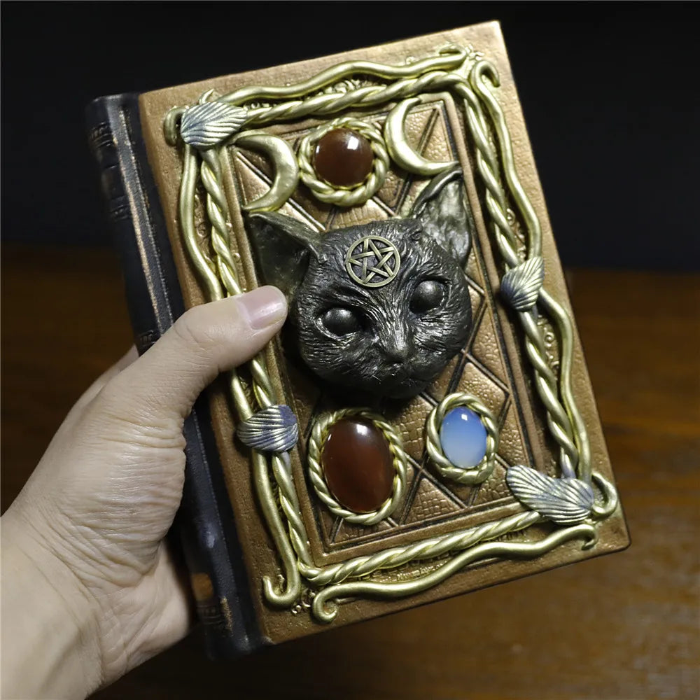 Mystical Divination Notebook with Natural Tiger Eye Stones - Spellbinding Journaling Companion