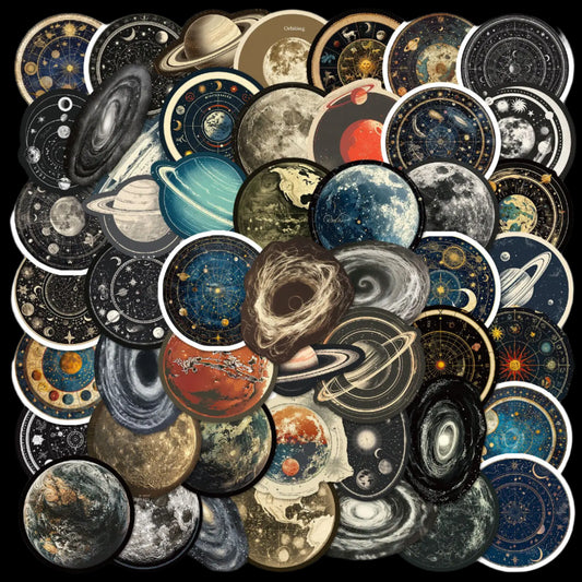 Vintage Astronomy Universe Stickers – Cosmic Aesthetic for Astrology Lovers