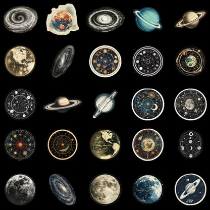 Vintage Astronomy Universe Stickers – Cosmic Aesthetic for Astrology Lovers