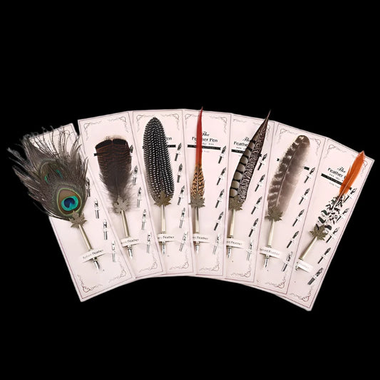 Enchanting Feather Quill Calligraphy Set – Witchy Fountain Pen with 5 Nibs