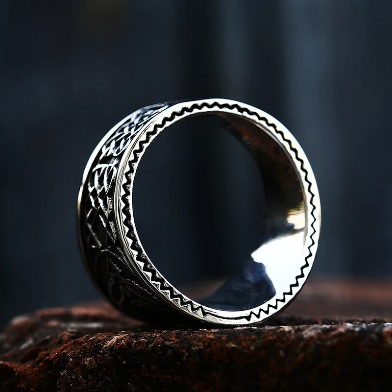 Nordic Tree of Life Signet Ring – 316L Stainless Steel Viking Amulet for Men