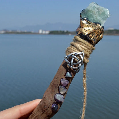 Mystical Quartz Crystal Wand - Clear Quartz, Rose Quartz, Citrine, Amethyst & Fluorite