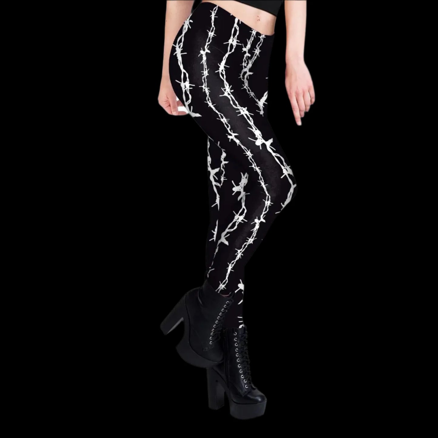 Barbed Wire Gothic Leggings – Edgy Statement Style