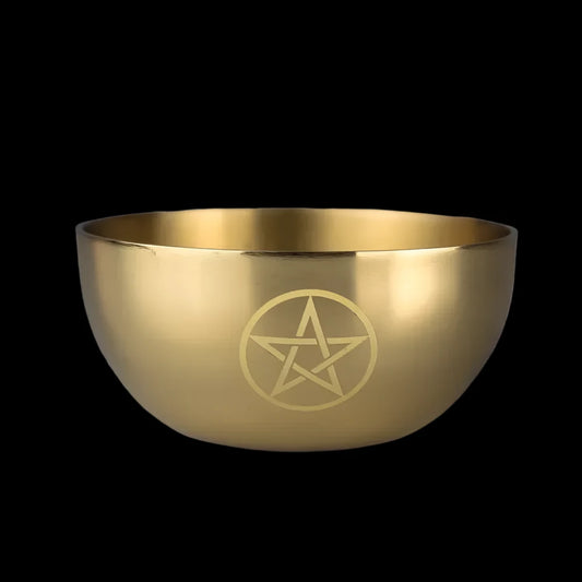 Golden Brass Pentagram Offering Bowl