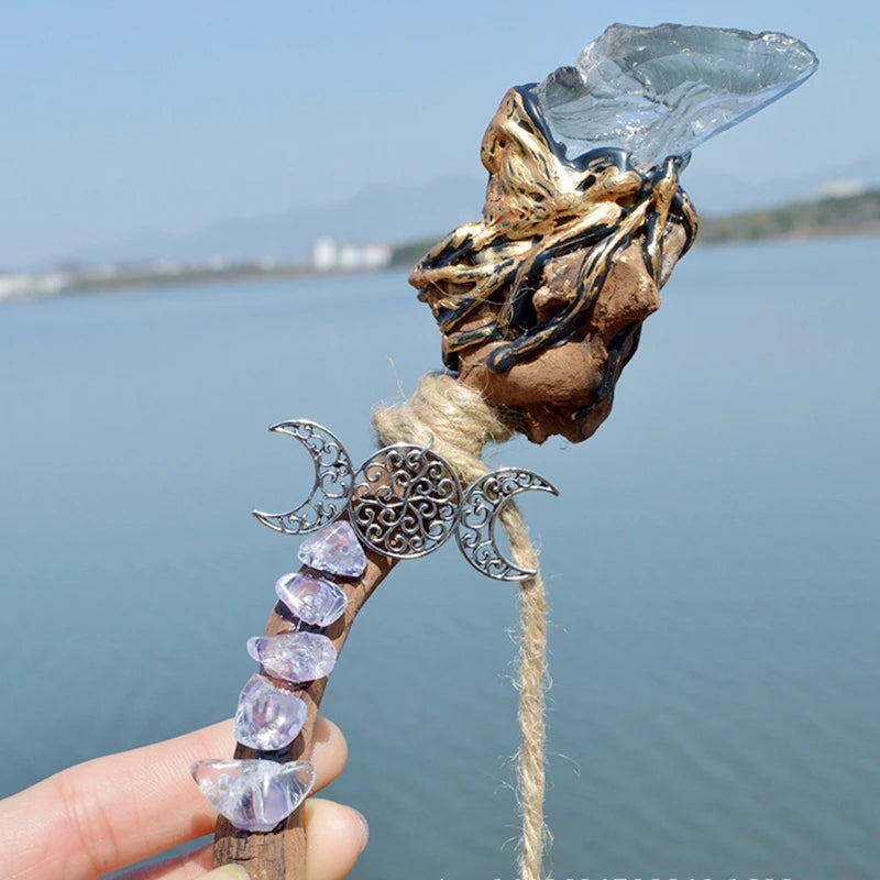 Mystical Quartz Crystal Wand - Clear Quartz, Rose Quartz, Citrine, Amethyst & Fluorite