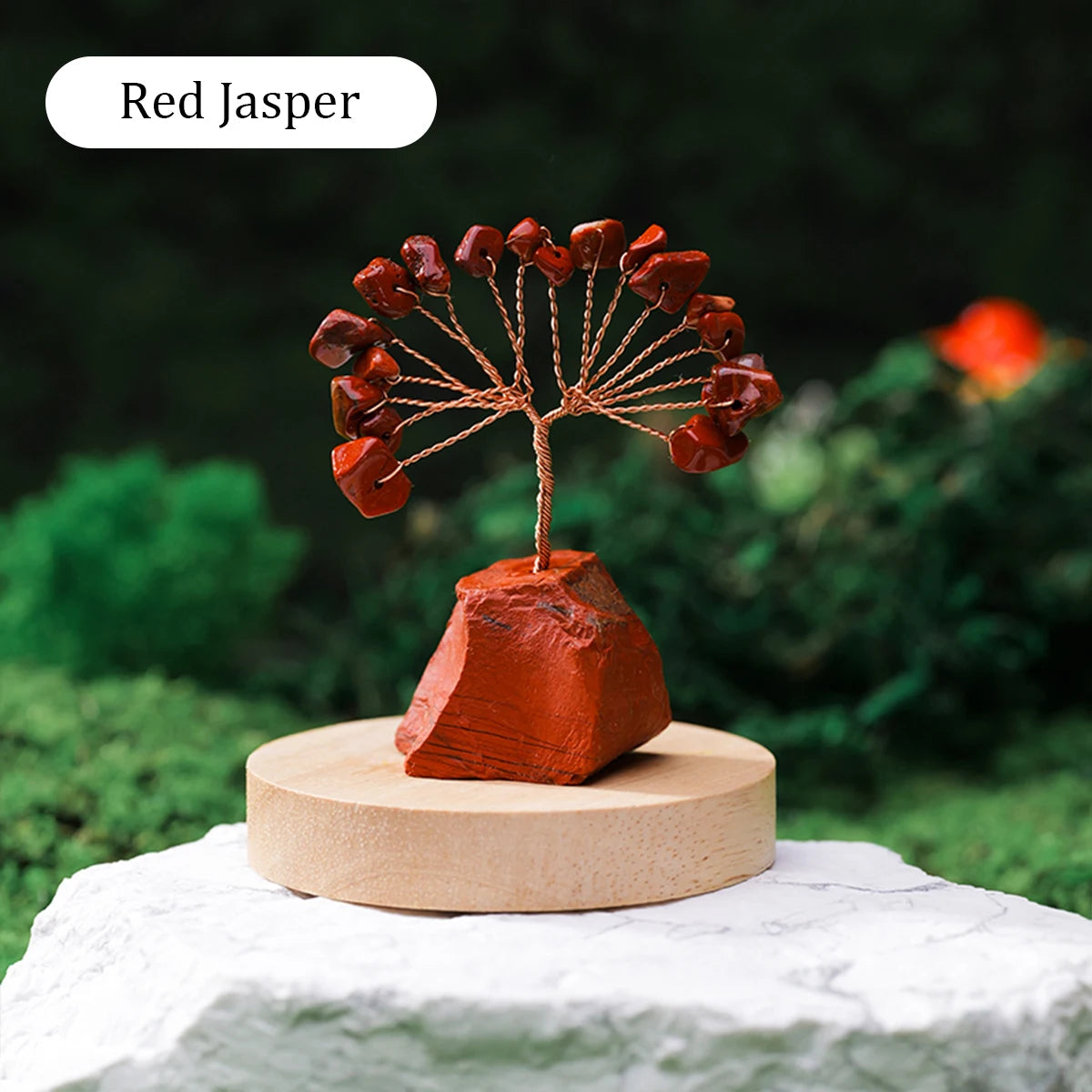 Mystical Crystal Gemstone Lucky Tree – Raw Stone Base (5.5-7cm)