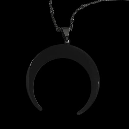 Witchy Crescent Moon Pendant Stainless Steel Necklace