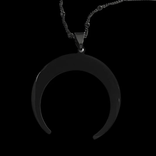 Witchy Crescent Moon Pendant Stainless Steel Necklace