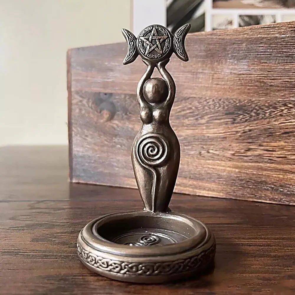 Goddess Triple Moon Tealight Candle Holder Stand