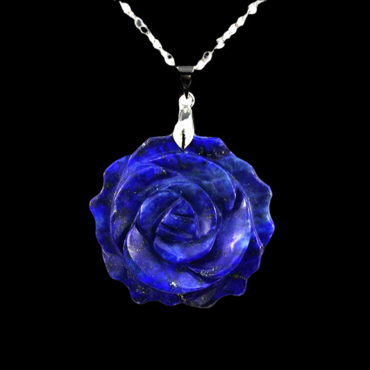 Mystical Lapis Lazuli Rose Pendant Necklace – A Touch of Enchantment for the Modern Witch