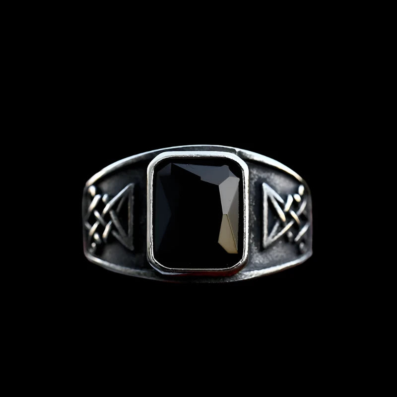 Lucifer's Black Stone Signet Ring - Stainless Steel Men’s Gothic Jewelry