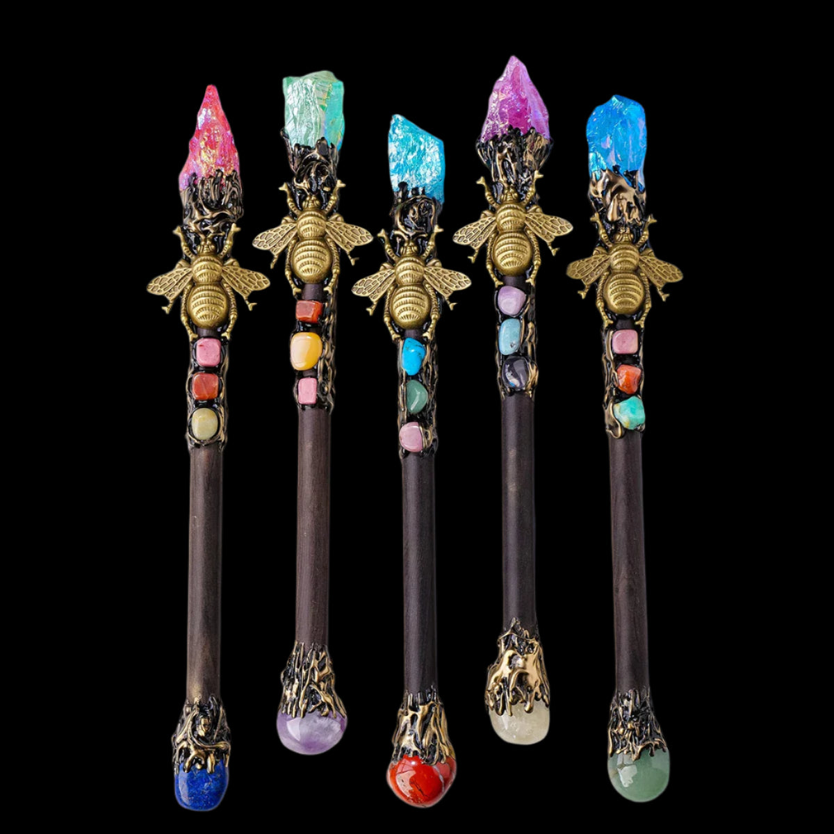 Enchanted Aura Crystal Wand - Rainbow Magic Stone Scepter