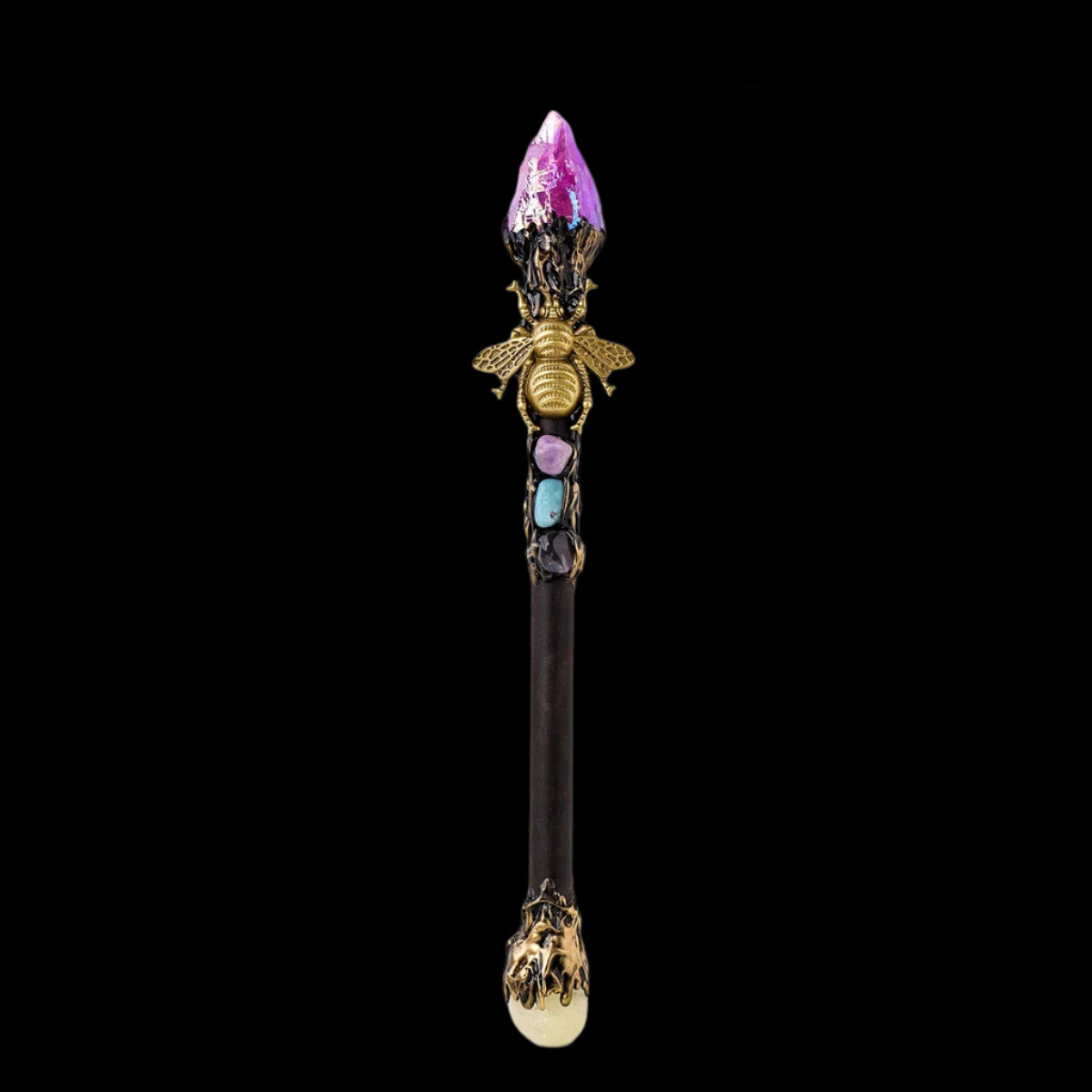 Enchanted Aura Crystal Wand - Rainbow Magic Stone Scepter