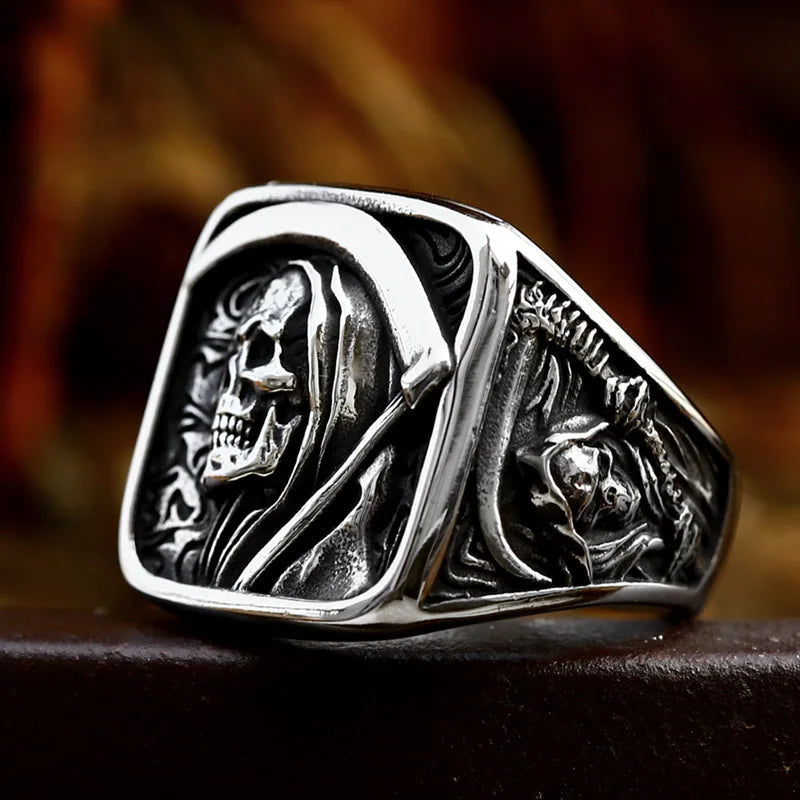 Grim Reaper Ring – 316L Stainless Steel Skull Ring for Men