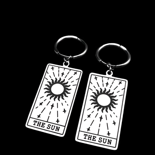 Vintage Tarot Card "The Sun" Hoop Earrings - Stainless Steel