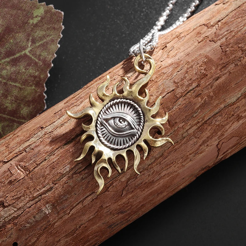 Sun Eye of God Pendant Necklace - All Seeing Eye Amulet