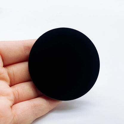 Natural Black Obsidian Scrying Mirror – Round Plate with Base for Witchcraft & Healing