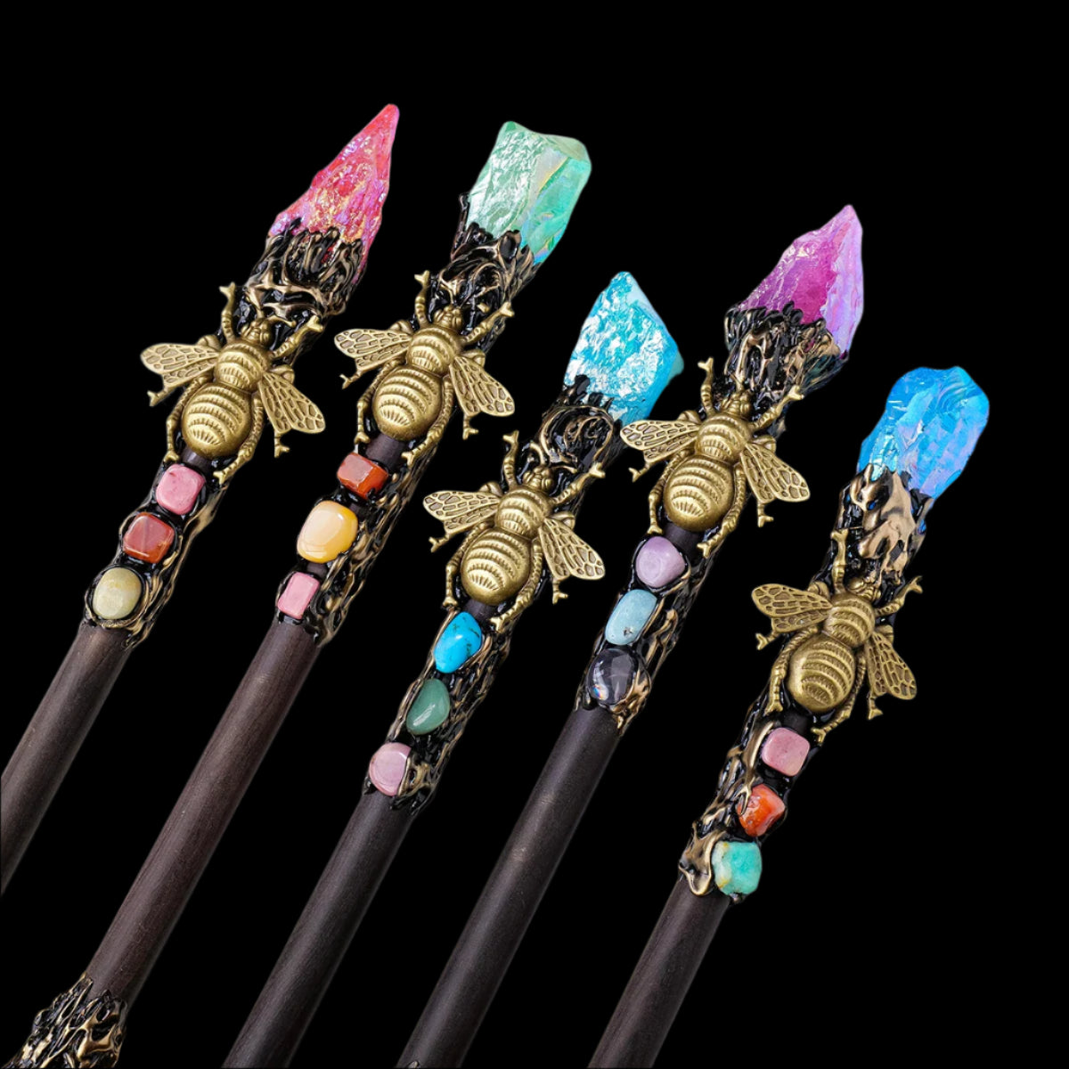 Enchanted Aura Crystal Wand - Rainbow Magic Stone Scepter