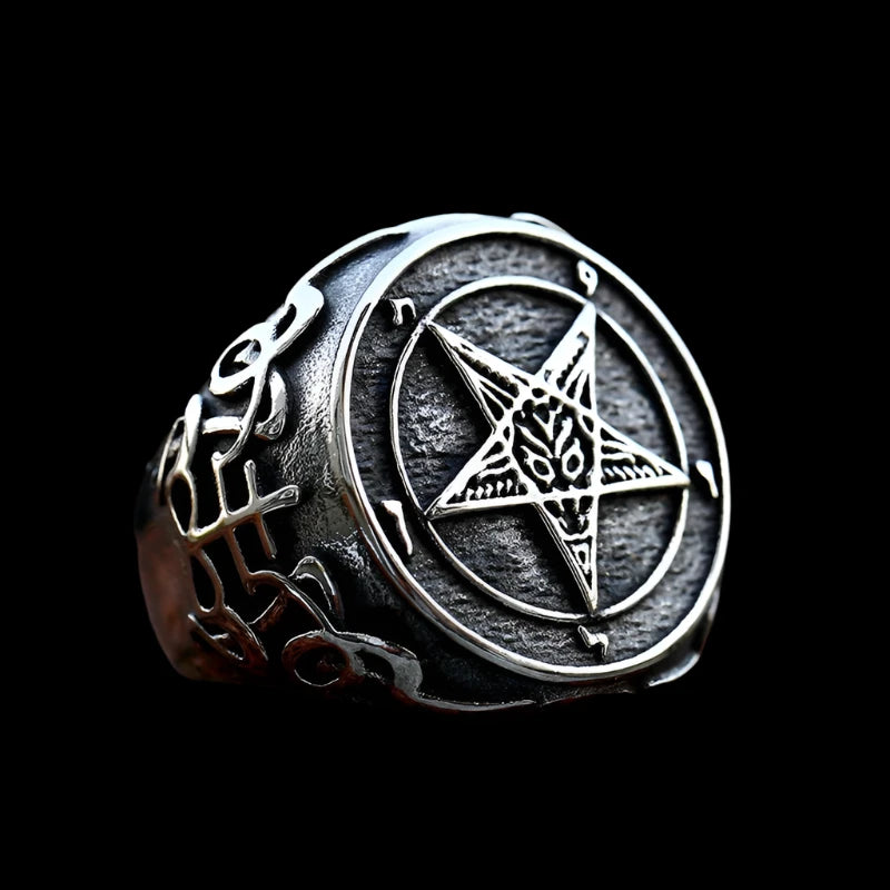 Pentagram Five-Point Star Ring - Stainless Steel Gothic Statement Jewelry