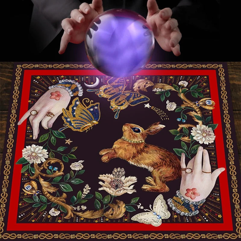 Mystical Bunny & Butterfly Tarot Cloth – Enchanting Altar & Reading Mat