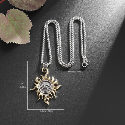 Sun Eye of God Pendant Necklace - All Seeing Eye Amulet