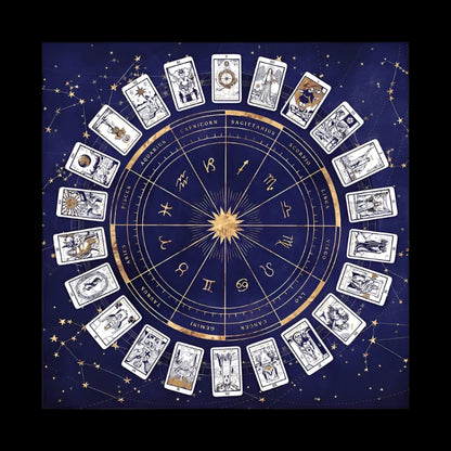 Zodiac Astrology Tarot Tablecloth – Witchy Altar Cloth for Readings