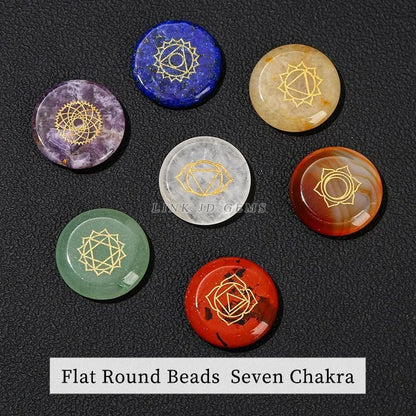 Healing Stone 7 Chakra Reiki Symbol Crystal Set with Wooden Star Array Plate – Meditation & Energy Balancing