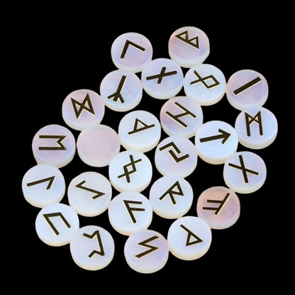 25PCS Natural Crystal Rune Set – Sacred Symbol Healing Stones