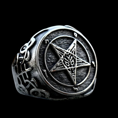 Pentagram Five-Point Star Ring - Stainless Steel Gothic Statement Jewelry