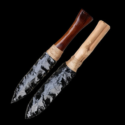 Natural Obsidian Ritual Dagger Set - Handcrafted Crystal Knives (4 Sizes Available)