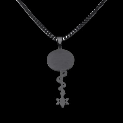 Hecate's Wheel Snake Key Necklace - Strophalos Symbol in Black Stainless Steel