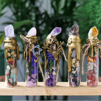 Enchanted Natural Crystal Gemstone Wishing Bottle - Energy & Divination Container (Random Design)