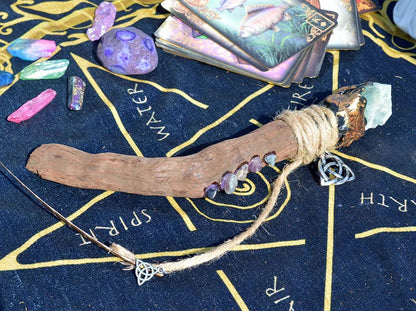 Mystical Quartz Crystal Wand - Clear Quartz, Rose Quartz, Citrine, Amethyst & Fluorite