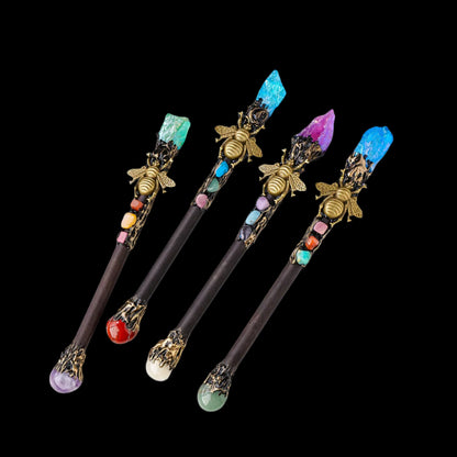 Enchanted Aura Crystal Wand - Rainbow Magic Stone Scepter