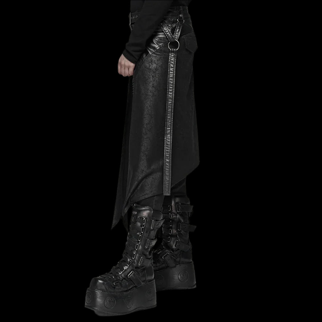 Gothic Men's Half Skirt with Adjustable Buckles and Removable Pockets