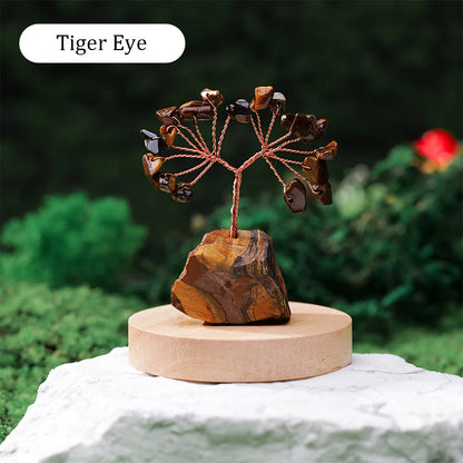 Mystical Crystal Gemstone Lucky Tree – Raw Stone Base (5.5-7cm)