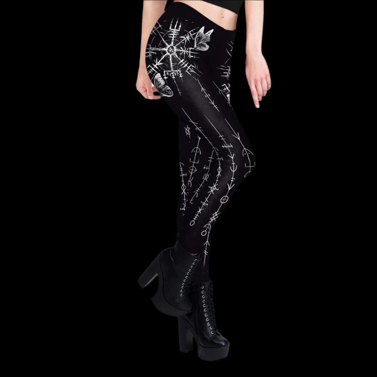 Rune Butterfly Enchanted Leggings – Mystical Gothic Elegance