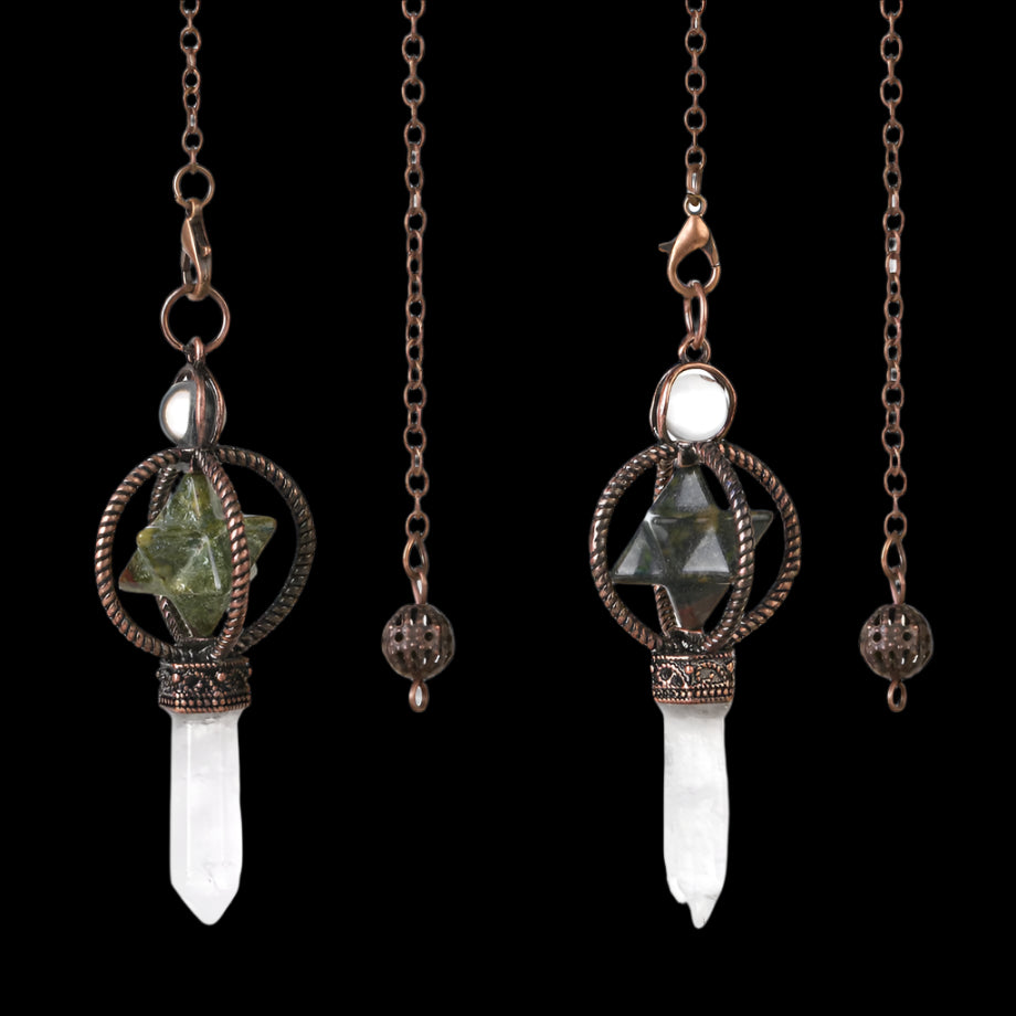 Natural Crystal Pendulum with Copper Chain - Witchy Divination Tool