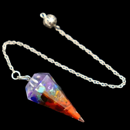 7 Chakra Natural Stone Pendulum – Crystal Point Scrying Pendant for Dowsing & Divination