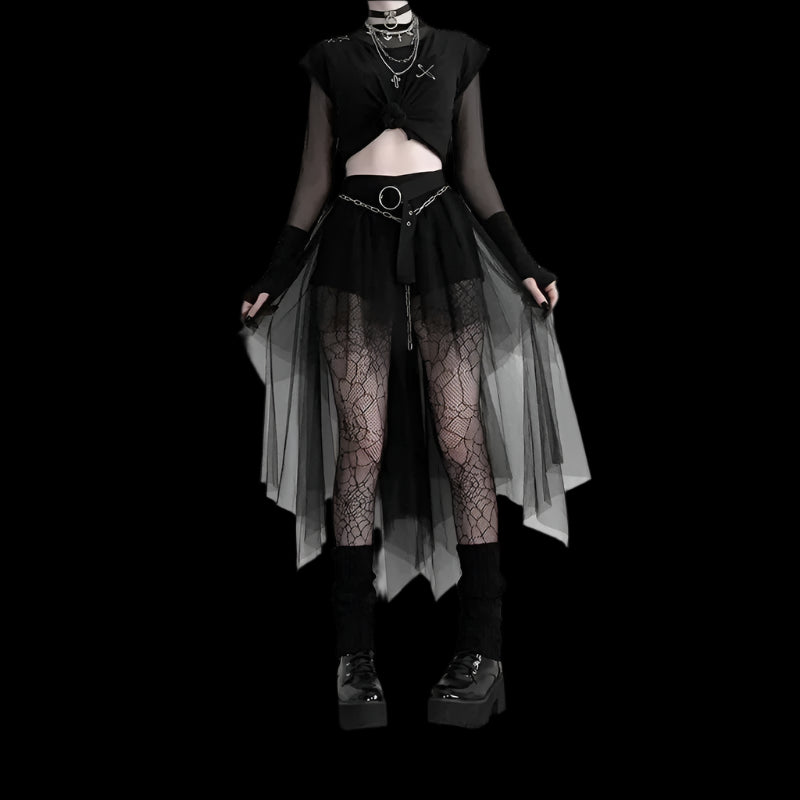 Enchanted Shadows Asymmetrical Gothic Skirt