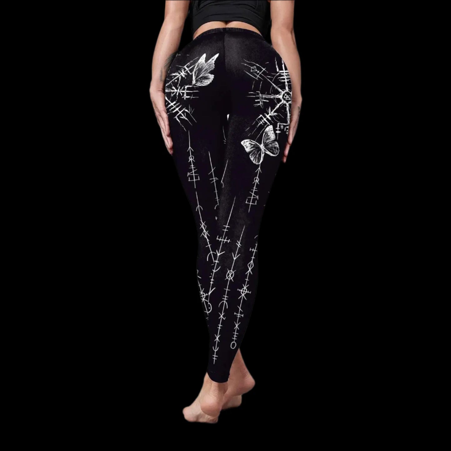 Rune Butterfly Enchanted Leggings – Mystical Gothic Elegance